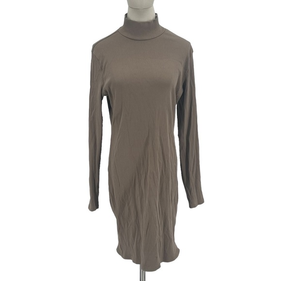 H&M Divided Tan Mock Neck Long Sleeve Mini Dress Size XL Women's - Picture 1 of 6
